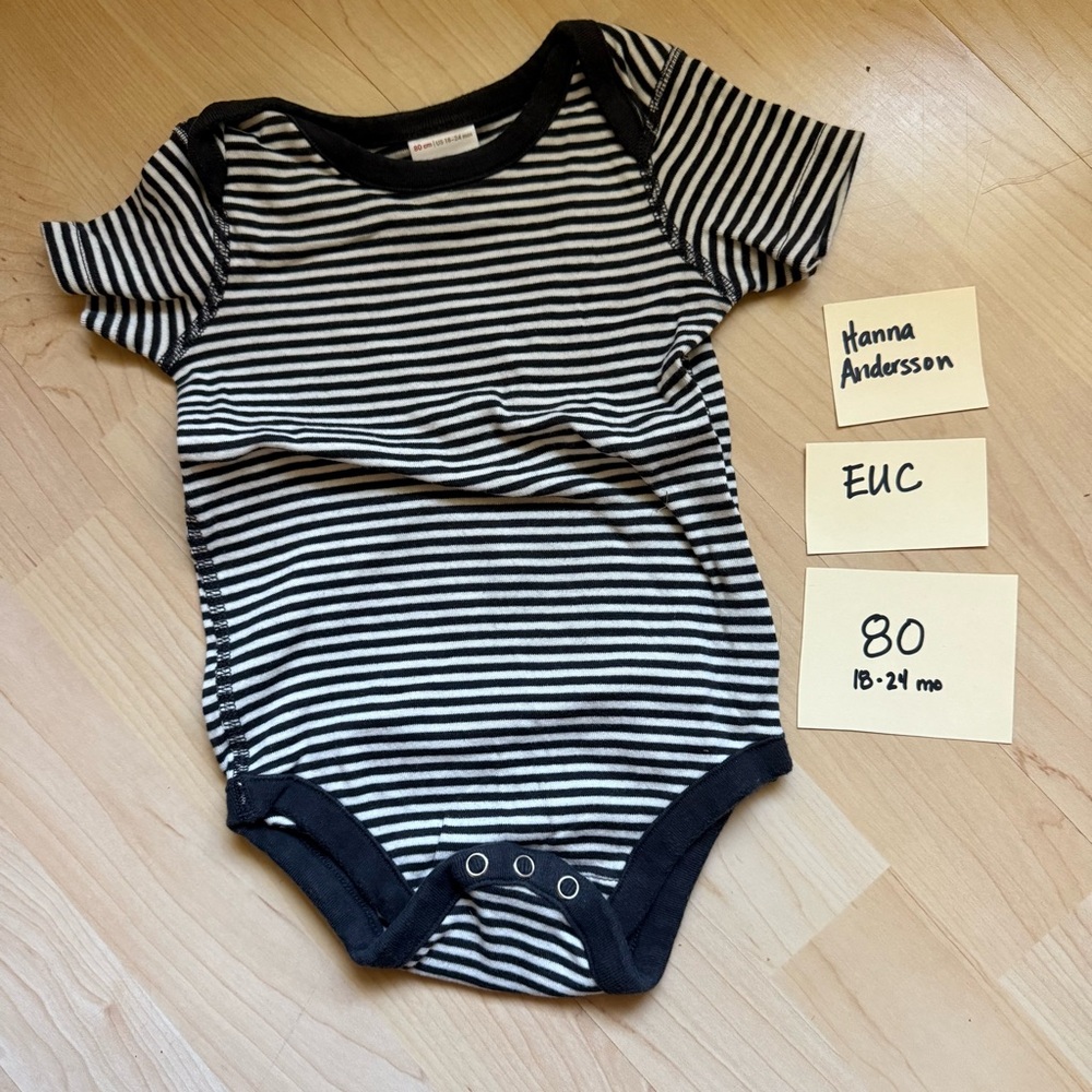 Hanna Andersson Striped Onesie Bodysuit - 80 - EUC